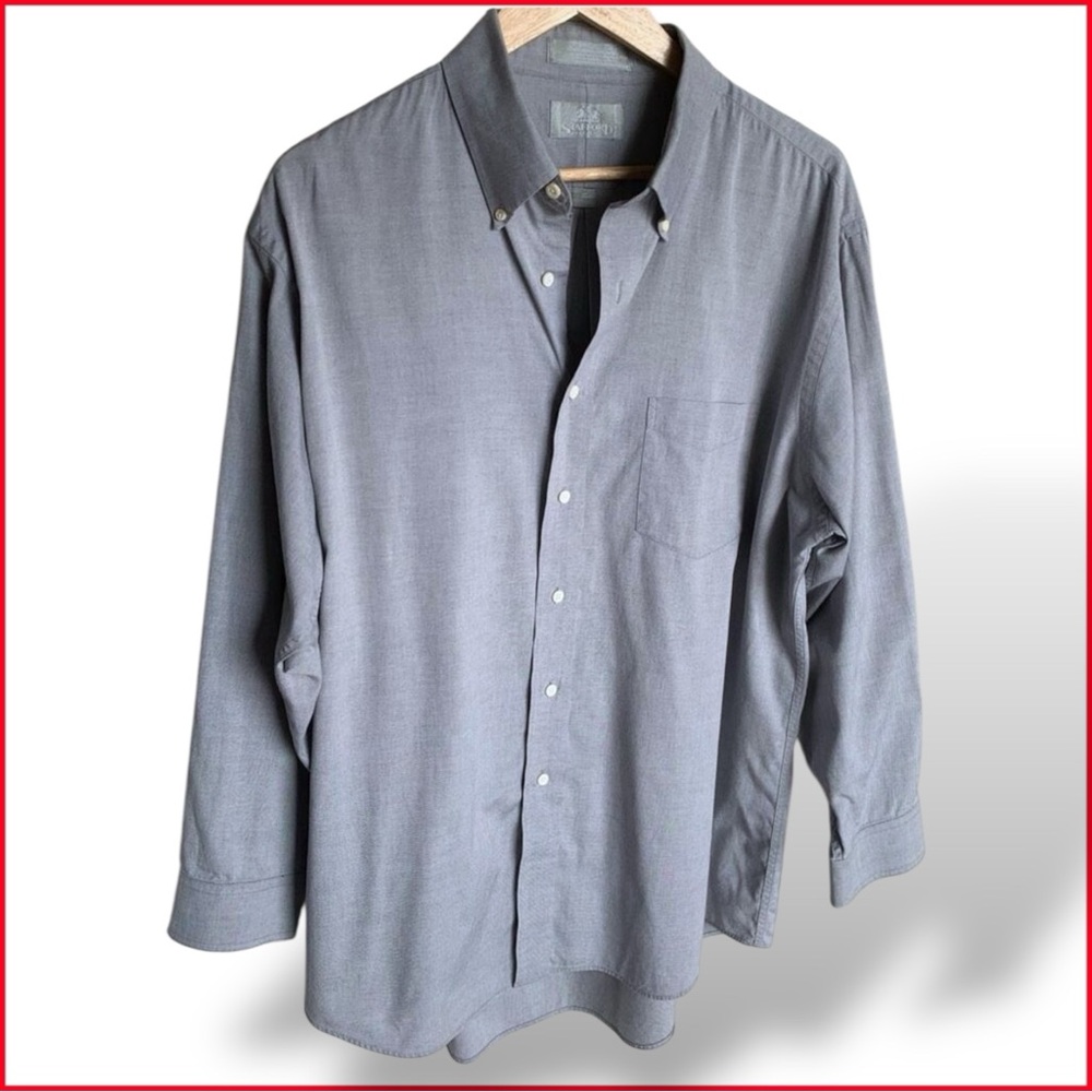 Stafford Executive Gray Pinpoint Oxford Button-Up Shirt - Size‎ 17/33